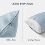 Hidden zipper and envelope closure options on the KINT 19 momme silk pillowcase