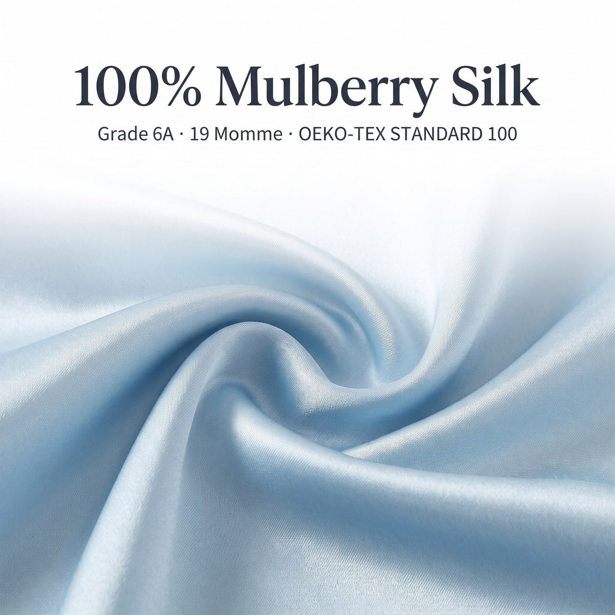 Close-up of 100% mulberry silk fabric, Grade 6A, 19 momme, OEKO-TEX Standard 100