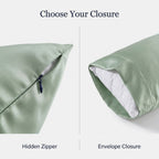 Hidden zipper and envelope closure options on the KINT 19 momme silk pillowcase