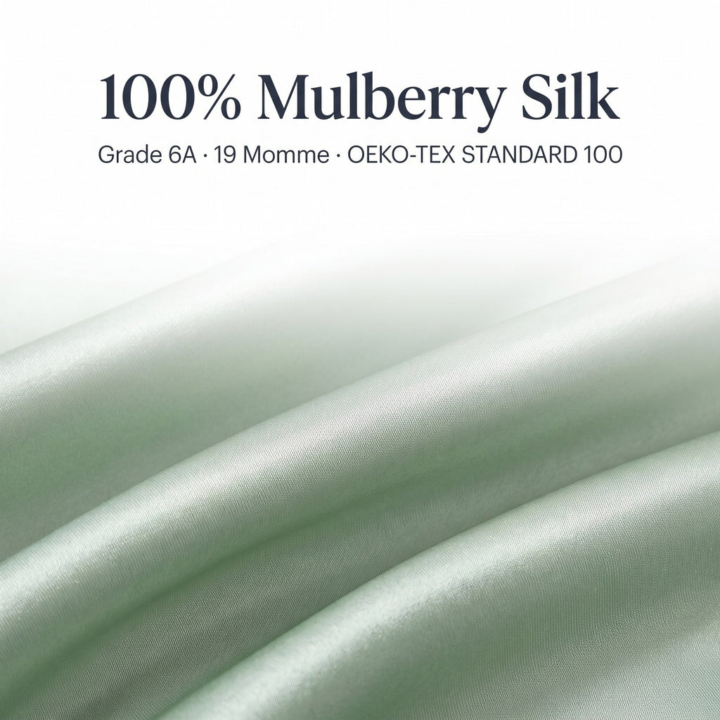 Close-up of 100% mulberry silk fabric, Grade 6A, 19 momme, OEKO-TEX Standard 100