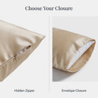 Hidden zipper and envelope closure options on the KINT 19 momme silk pillowcase