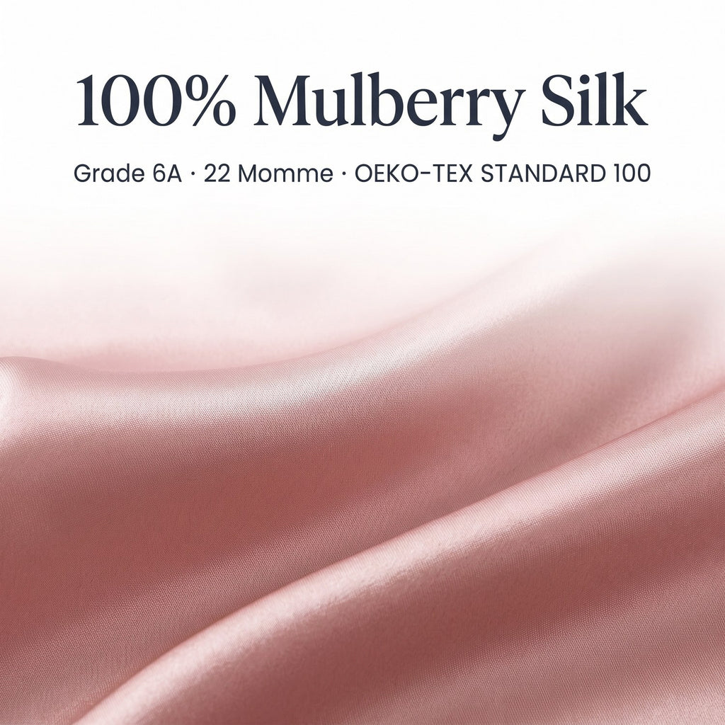 Close-up of 100% mulberry silk fabric, Grade 6A, 22 momme, OEKO-TEX Standard 100