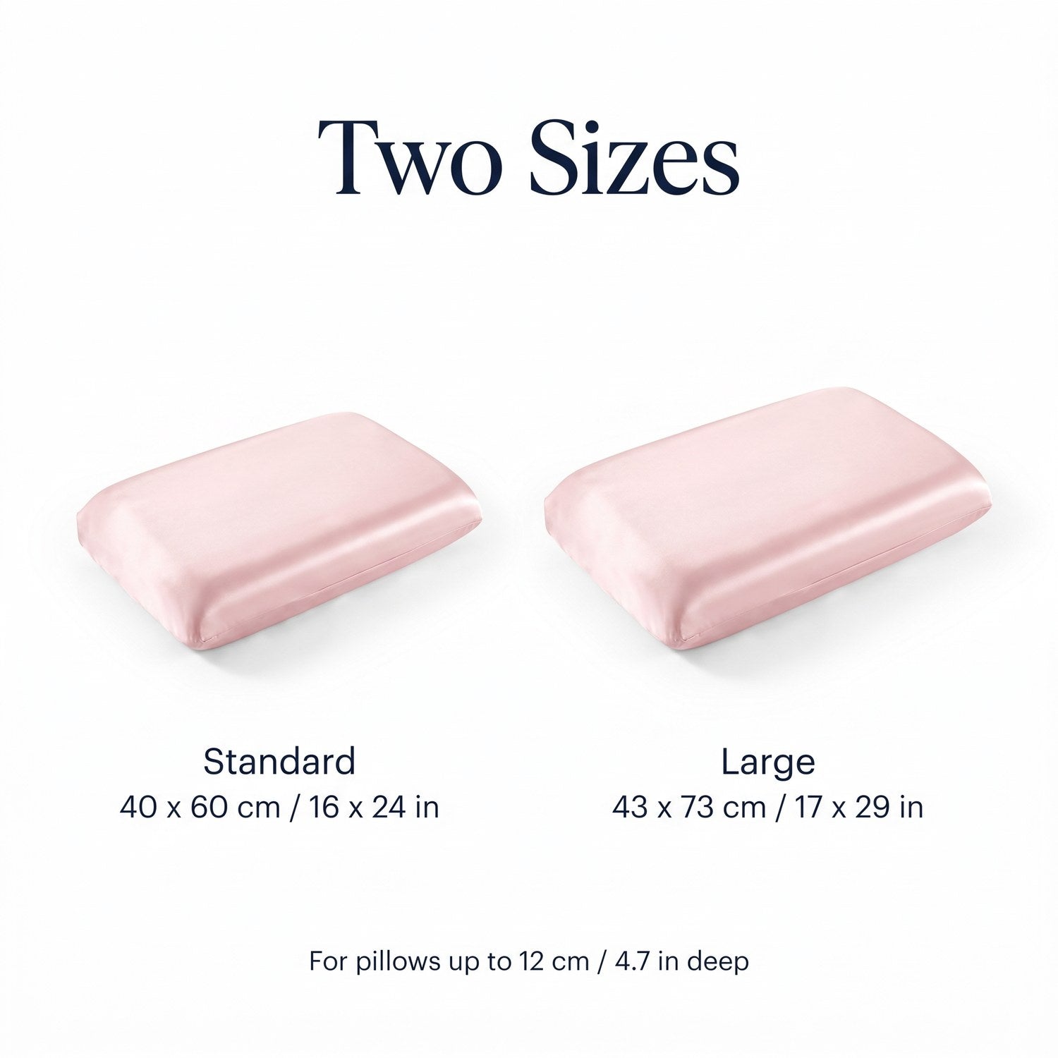 The two sizes of the fitted KINT silk pillow cover