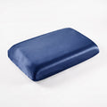 KINT fitted 19 momme mulberry silk pillow cover in Navy, on a memory foam pillow