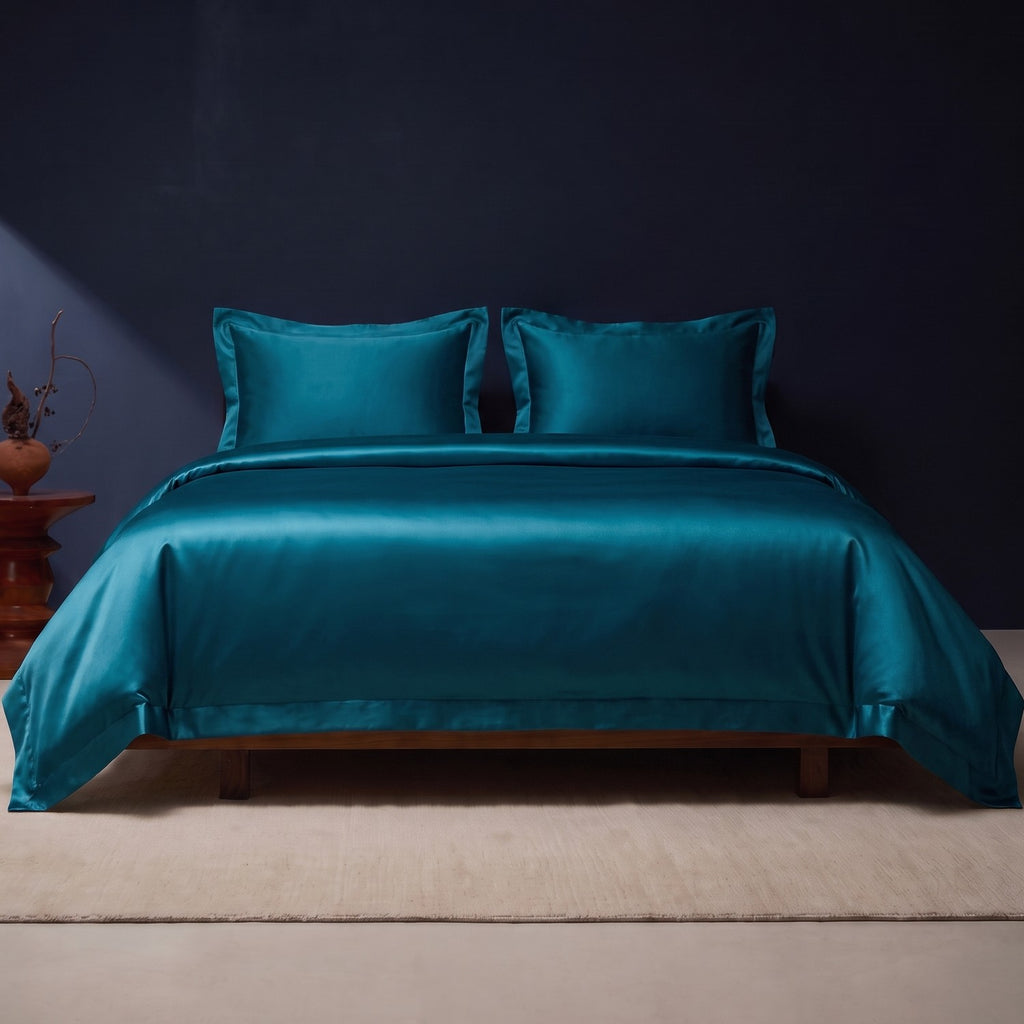 KINT 19 momme mulberry silk four-piece bedding set in Peacock Blue
