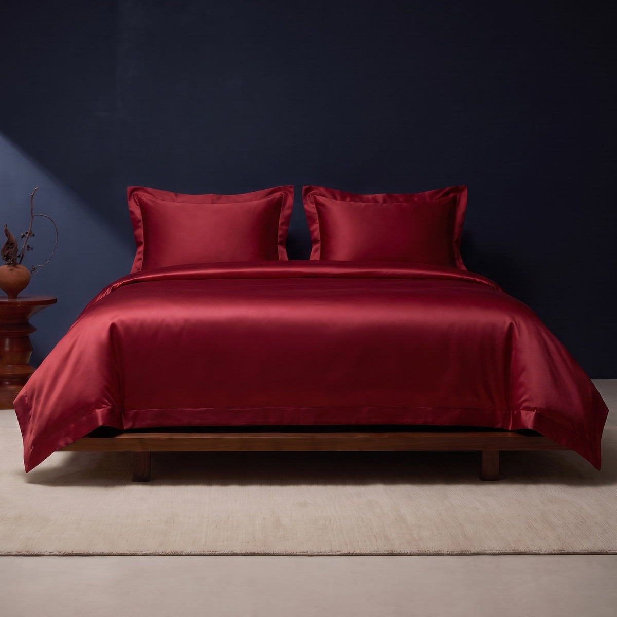 KINT 19 momme mulberry silk four-piece bedding set in Ruby Red
