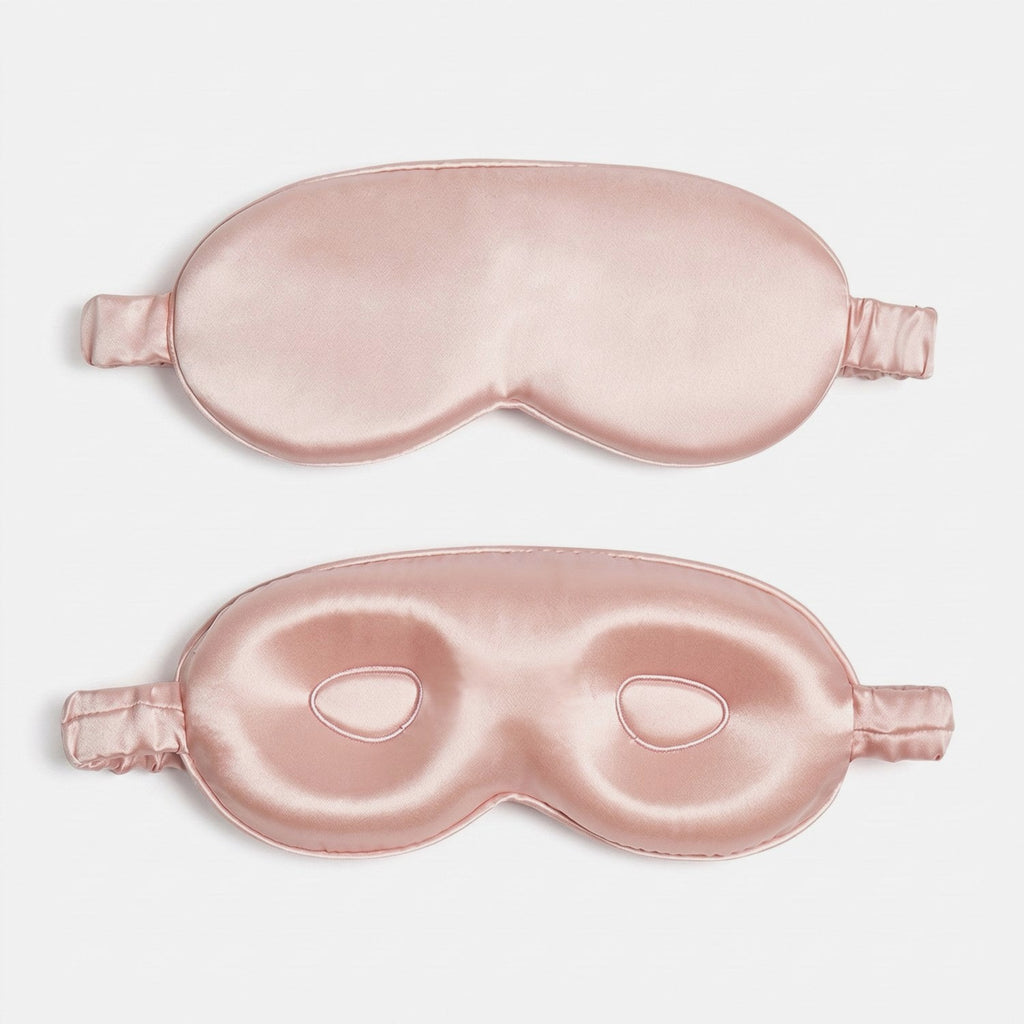 KINT 3D mulberry silk sleep mask in Blush Pink, front and inner side with 3D eye cups