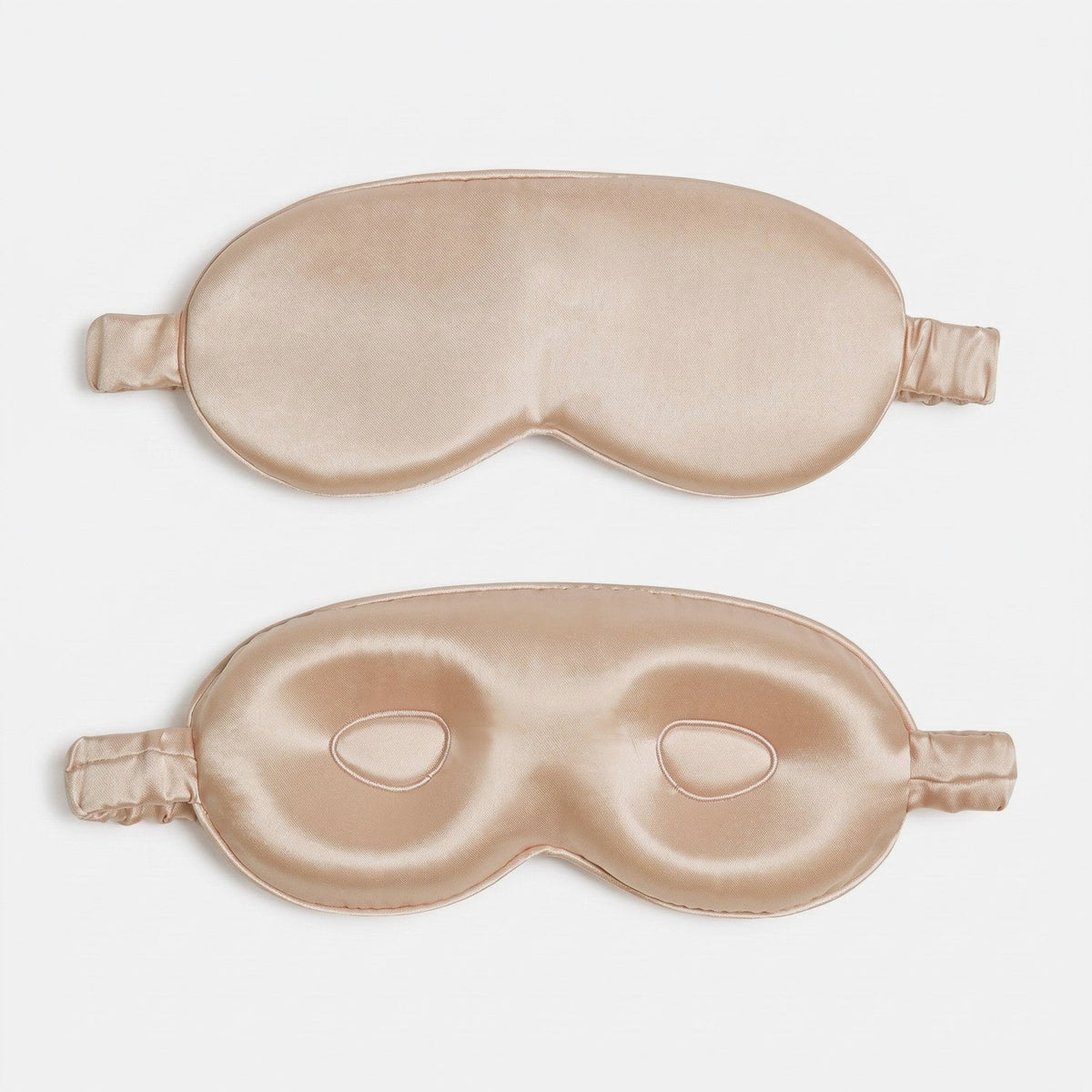 KINT 3D mulberry silk sleep mask in Champagne, front and inner side with 3D eye cups