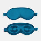KINT 3D mulberry silk sleep mask in Ocean Blue, front and inner side with 3D eye cups
