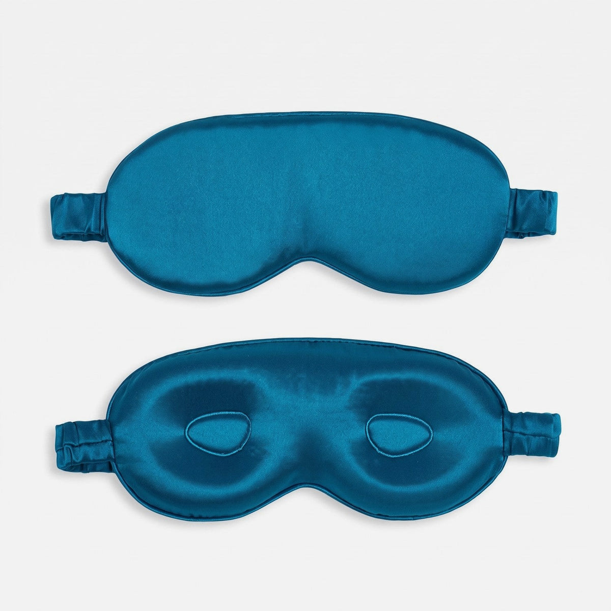 KINT 3D mulberry silk sleep mask in Ocean Blue, front and inner side with 3D eye cups