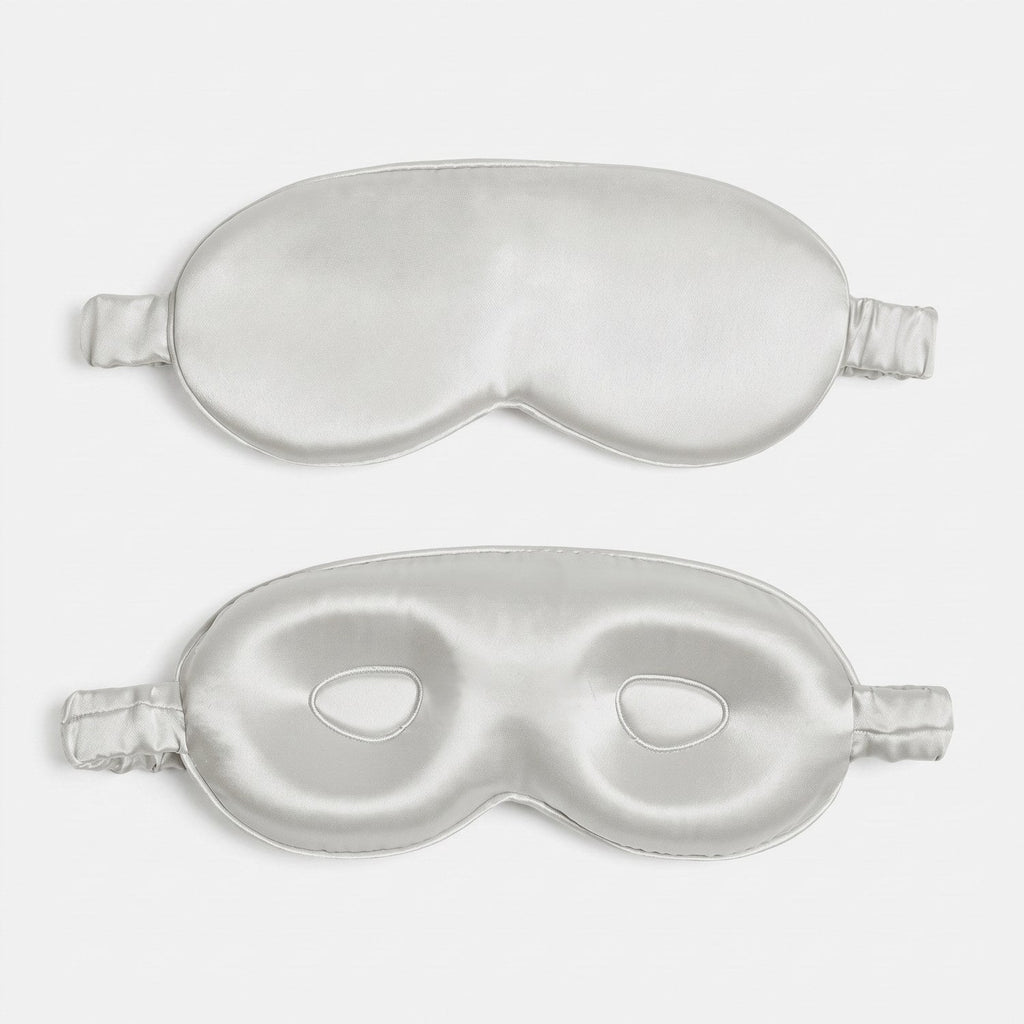 KINT 3D mulberry silk sleep mask in Silver Grey, front and inner side with 3D eye cups