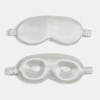 KINT 3D mulberry silk sleep mask in Silver Grey, front and inner side with 3D eye cups