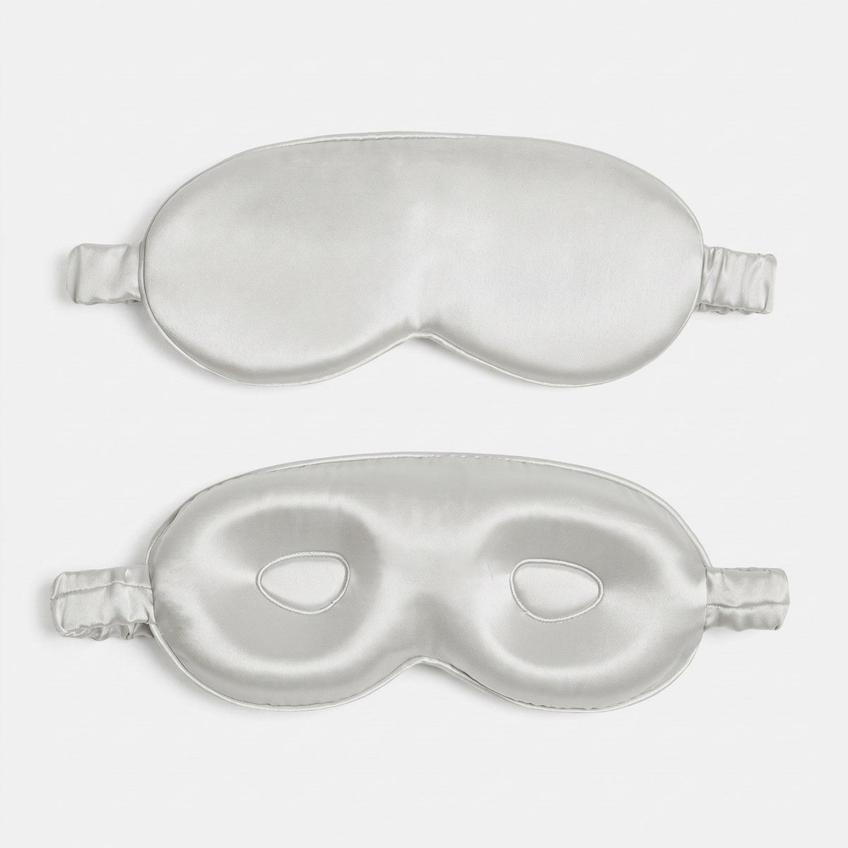 KINT 3D mulberry silk sleep mask in Silver Grey, front and inner side with 3D eye cups