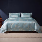 KINT silk and cotton jacquard four-piece bedding set in Aqua Botanical