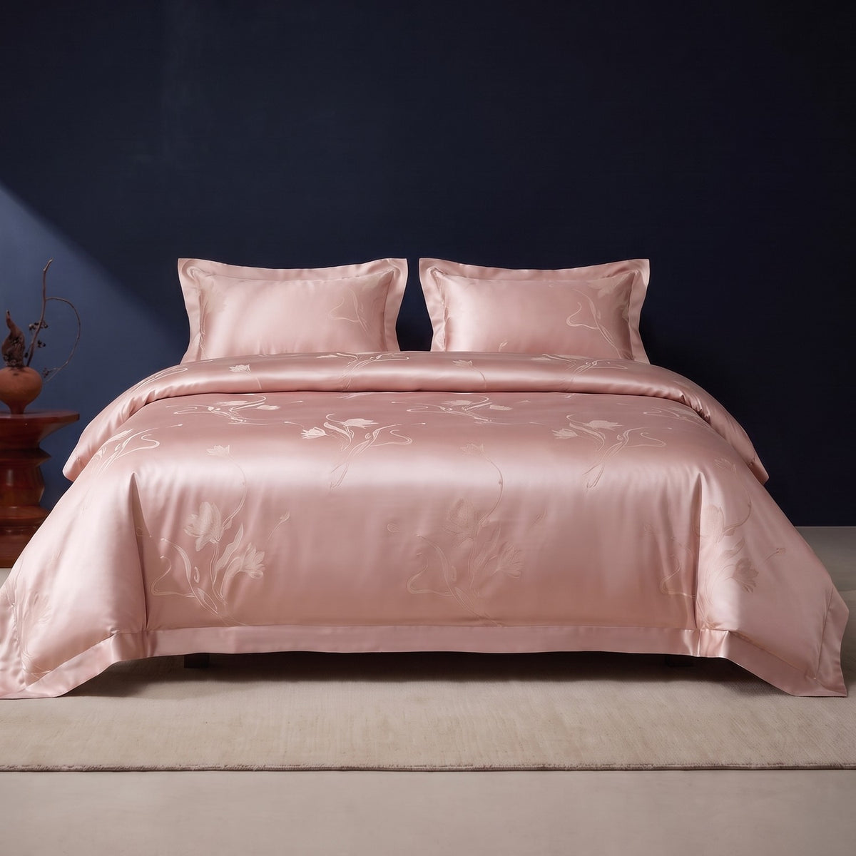 KINT silk and cotton jacquard four-piece bedding set in Rose Magnolia