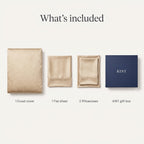 What is included: a duvet cover, a flat sheet, two pillowcases and a KINT gift box