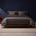 KINT silk and cotton satin bedding set in Charcoal