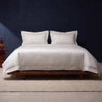 KINT silk and cotton satin bedding set in Cloud White