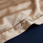 Hidden zipper closure on the satin duvet cover