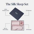 Features of the KINT silk sleep set: 100% mulberry silk, 22 momme, silk on both sides, gift boxed