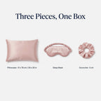 What is included: silk pillowcase 51 x 76 cm (20 x 30 in), silk sleep mask and 5 cm silk scrunchie