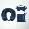 KINT 19 momme silk travel set (neck pillow, sleep mask and pouch) in Navy